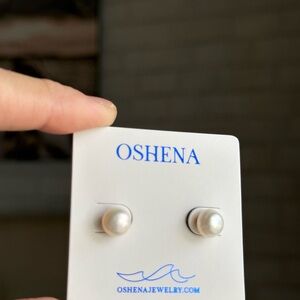 NWT OSHENA fresh Pearl Stud Earrings in White - Classic Women's Jewelry